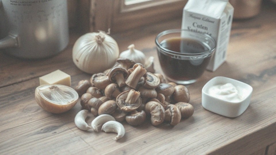 Jakie składniki są potrzebne do sosu grzybowego z gotowanych grzybów?